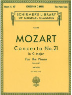 Wolfgang Amadeus Mozart: Piano Concerto No. 21 In C Major K.467 (Two Piano Score) (noty, dva klavíry)
