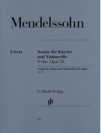 Felix Mendelssohn Bartholdy: Sonata For Piano And Violoncello In D Op. 58 (noty na violoncello, klavír)