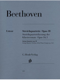 Beethoven: String Quartets and String Quartet-Version of the Piano Sonata op. 18/1-6 und op. 14/1 (noty pro smyčcový kvartet)