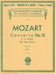 W.A. Mozart: Concerto No. 12 in A, K.414 (noty na čtyřruční klavír)