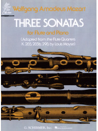W.A. Mozart: 3 Sonatas (noty na příčnou flétnu, klavír)