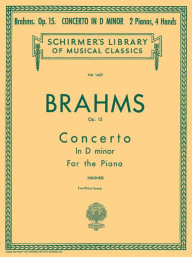 Johannes Brahms: Concerto No. 1 in D Minor, Op. 15 (noty na čtyřruční klavír)