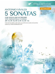 Antonio Vivaldi: 5 Sonatas for Violin and Keyboard (noty na housle, klavír) (+audio)