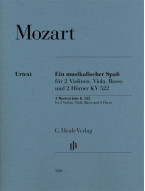 W.A. Mozart: A Musical Joke K. 522 (noty pro 2 housle, violu, 2 lesní rohy, basso continuo)