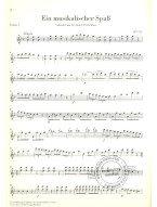 W.A. Mozart: A Musical Joke K. 522 (noty pro 2 housle, violu, 2 lesní rohy, basso continuo)
