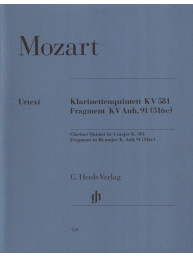 W.A. Mozart: Clarinet Quintet in A Major K. 581 and Fragment K. Anh. 91 (516c) (noty pro smyčcový kvartet, klarinet)
