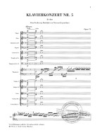 Beethoven: Piano Concerto no. 5 E flat major op. 73 - Study Score (noty pro orchestr, klavír)