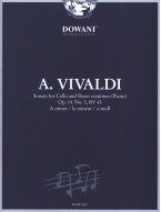 Antonio Vivaldi: Sonata Op.14 No.3, RV 43 in A minor (noty na violoncello, basso continuo, klavír) (+audio)