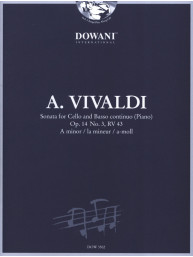 Antonio Vivaldi: Sonata Op.14 No.3, RV 43 in A minor (noty na violoncello, basso continuo, klavír) (+audio)
