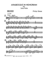 Philip Glass: Arabesque In Memoriam for Solo Flute (noty na příčnou flétnu)