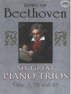 Ludwig van Beethoven: Six Great Piano Trios (noty na housle, violoncello, klavír)