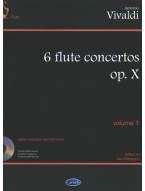 Antonio Vivaldi: 6 Flute Concertos Op. X, Volume 1 (noty na příčnou flétnu, klavír, smyčcový kvartet)