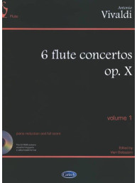Antonio Vivaldi: 6 Flute Concertos Op. X, Volume 1 (noty na příčnou flétnu, klavír, smyčcový kvartet)