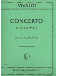Antonio Vivaldi: Concerto In A Minor, RV 540 (noty na příčnou flétnu, klavír)