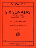 Antonio Vivaldi: Six Sonatas Il Pastor Fido op. 13 Vol.1 (noty na příčnou flétnu, klavír)