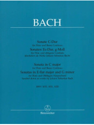 J.S. Bach: 3 Sonatas (noty na příčnou flétnu, basso continuo)