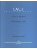 J.S. Bach: Concerto No. IV in A major BWV 1055 (noty na čtyřruční klavír)