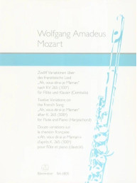 W.A. Mozart: Zwölf Variationen für Flöte und Klavier/Cembalo (noty na příčnou flétnu, klavír)
