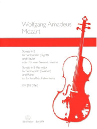 W.A. Mozart: Sonata according K. 292/196c in B-flat major (noty na violoncello, klavír)