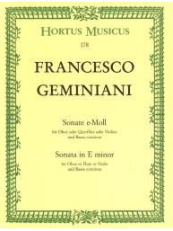 Francesco Geminiani: Sonata in E minor (noty na hoboj, basso continuo)