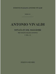 Antonio Vivaldi: Sonata in Sol Rv 25 Per Violino e BC (noty na housle, basso continuo)