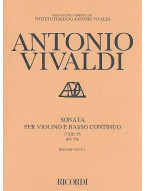 Antonio Vivaldi: Sonata in La Rv 758 (noty na housle, basso continuo)