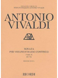 Antonio Vivaldi: Sonata in La Rv 758 (noty na housle, basso continuo)