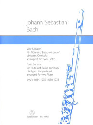 J.S. Bach: 4 Sonatas BWV 1034, 1035, 1030, 1032 (noty na 2 příčné flétny, basso continuo)
