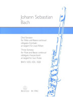 J.S. Bach: 3 Sonatas BWV 1033, 1031, 1020 (noty na 2 příčné flétny, basso continuo)
