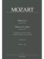 W.A. Mozart: Missa in C-Major KV 220 / 196b (noty na sborový zpěv, varhany)
