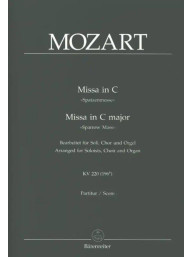 W.A. Mozart: Missa in C-Major KV 220 / 196b (noty na sborový zpěv, varhany)