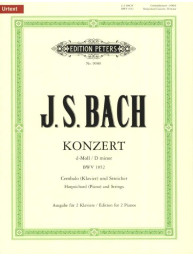 Johann Sebastian Bach: Concerto in D minor BWV 1052 (noty na čtyřruční klavír)