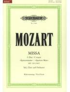 W.A. Mozart: Missa Brevis In C K220 'Sparrow Mass' (noty na klavír, sborový zpěv)