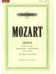 W.A. Mozart: Missa Brevis In C K220 'Sparrow Mass' (noty na klavír, sborový zpěv)