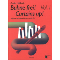 Daniel Hellbach: Bühne Frei! Curtains Up! - 1 (noty na sopránovou zobcovou flétnu, klavír)(+audio)