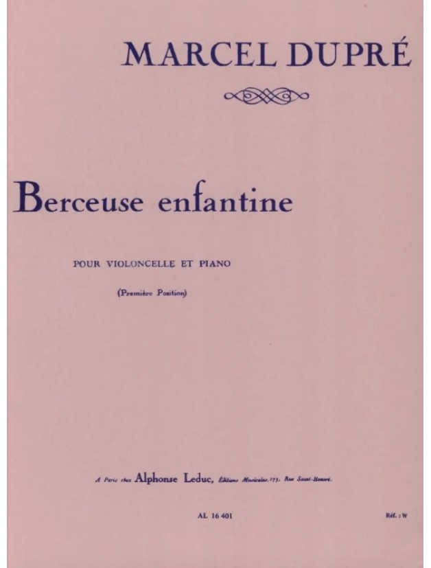 Marcel Dupré: Berceuse Enfantine (noty na violoncello, klavír)