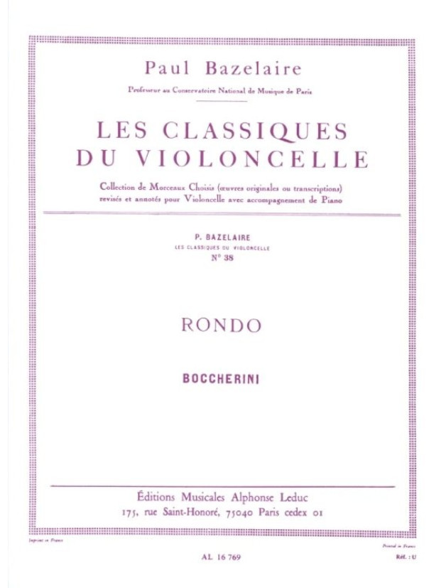 Luigi Boccherini: Rondo C Major After String Quartet G 310 (noty na violoncello, klavír)