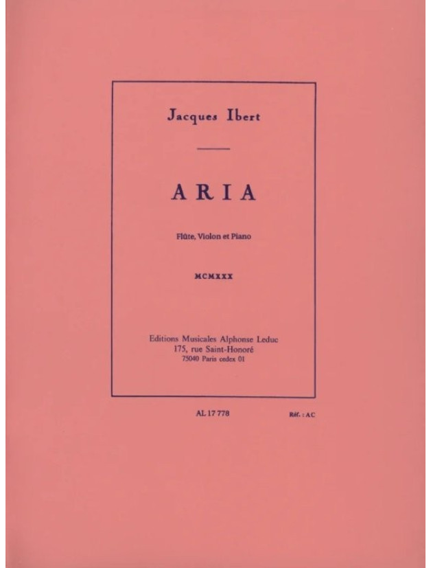 Jacques Ibert: Aria (noty na příčnou flétnu, housle, klavír)