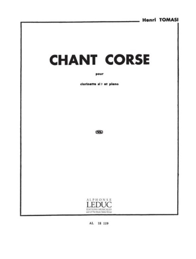Henri Tomasi: Chant corse (noty na klarinet, klavír)