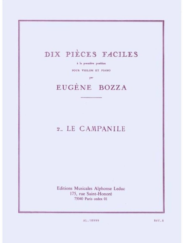 Eugéne Bozza: 10 Pieces Faciles No.2 - Le Campanile (noty na housle, klavír)