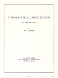 Henri Tomasi: Complainte Du Jeune Indien (noty na klarinet, klavír)