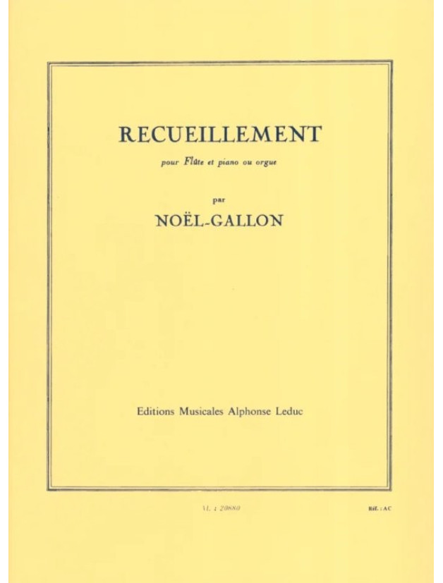 Noël Gallon: Recueillement (noty na příčnou flétnu, klavír)
