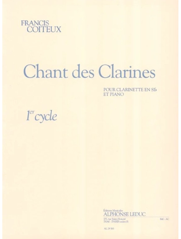 Francis Coiteux: Chant Des Clarines (noty na klarinet, klavír)