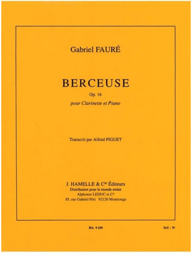 Gabriel Fauré: Berceuse Op.16 (noty na klarinet, klavír)