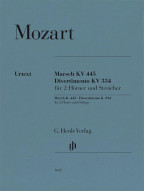 W.A. Mozart: Marsch K.445 / Divertimento K.334 (noty pro 2 lesní rohy, smyčcový soubor, party)