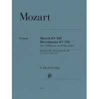 W.A. Mozart: Marsch K.445 / Divertimento K.334 (noty pro 2 lesní rohy, smyčcový soubor, party)