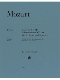 W.A. Mozart: Marsch K.445 / Divertimento K.334 (noty pro 2 lesní rohy, smyčcový soubor, partitura)