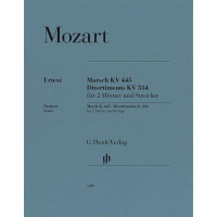W.A. Mozart: Marsch K.445 / Divertimento K.334 (noty pro 2 lesní rohy, smyčcový soubor, partitura)