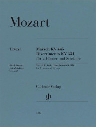 W.A. Mozart: Marsch K.445 / Divertimento K.334 (noty pro 2 lesní rohy, smyčcový soubor, smyčcové party)