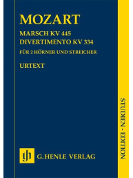 W.A. Mozart: Marsch K.445 / Divertimento K.334 (noty pro 2 lesní rohy, smyčcový soubor, studijní partitura)